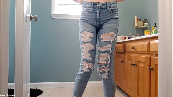 Sage Eldritch Soaking Her Panties & Ripped Denim Jeans