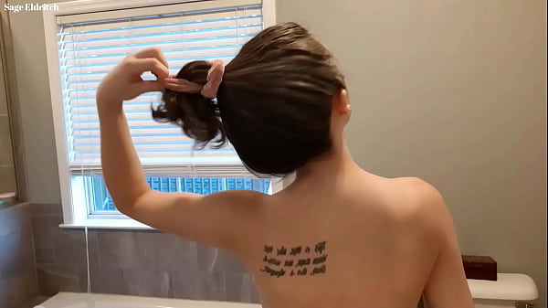 Sage Eldritch Wetting Her Curly Hair #1